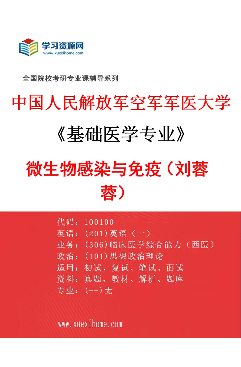 2027年中国人民解放军空军军医大学基础医学专业（23）微生物感染与免疫（刘蓉蓉）研究方向考研资料