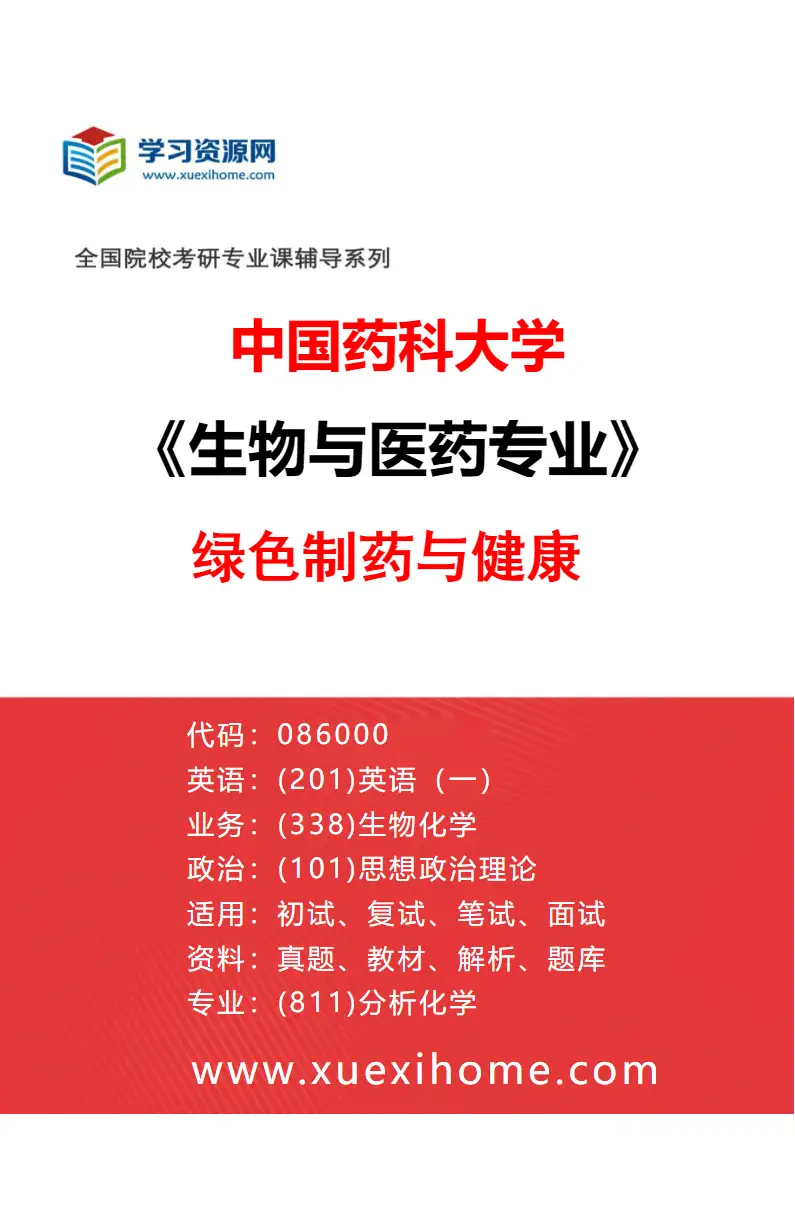 2027年中国药科大学生物与医药专业（05）绿色制药与健康研究方向考研资料