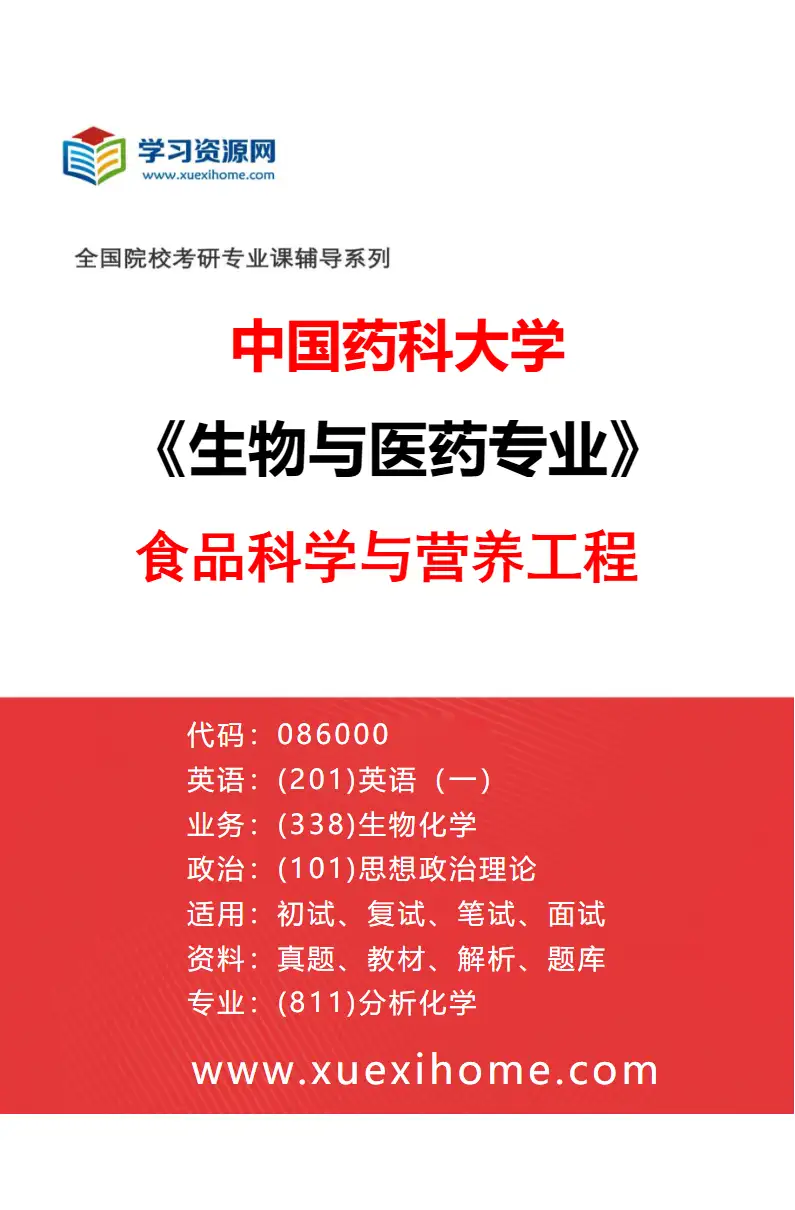 2027年中国药科大学生物与医药专业（04）食品科学与营养工程研究方向考研资料