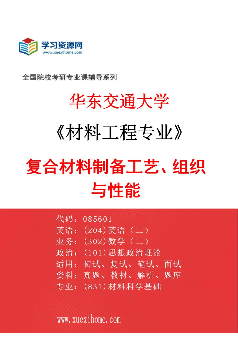 2027年华东交通大学材料工程专业（02）复合材料制备工艺、组织与性能研究方向考研资料