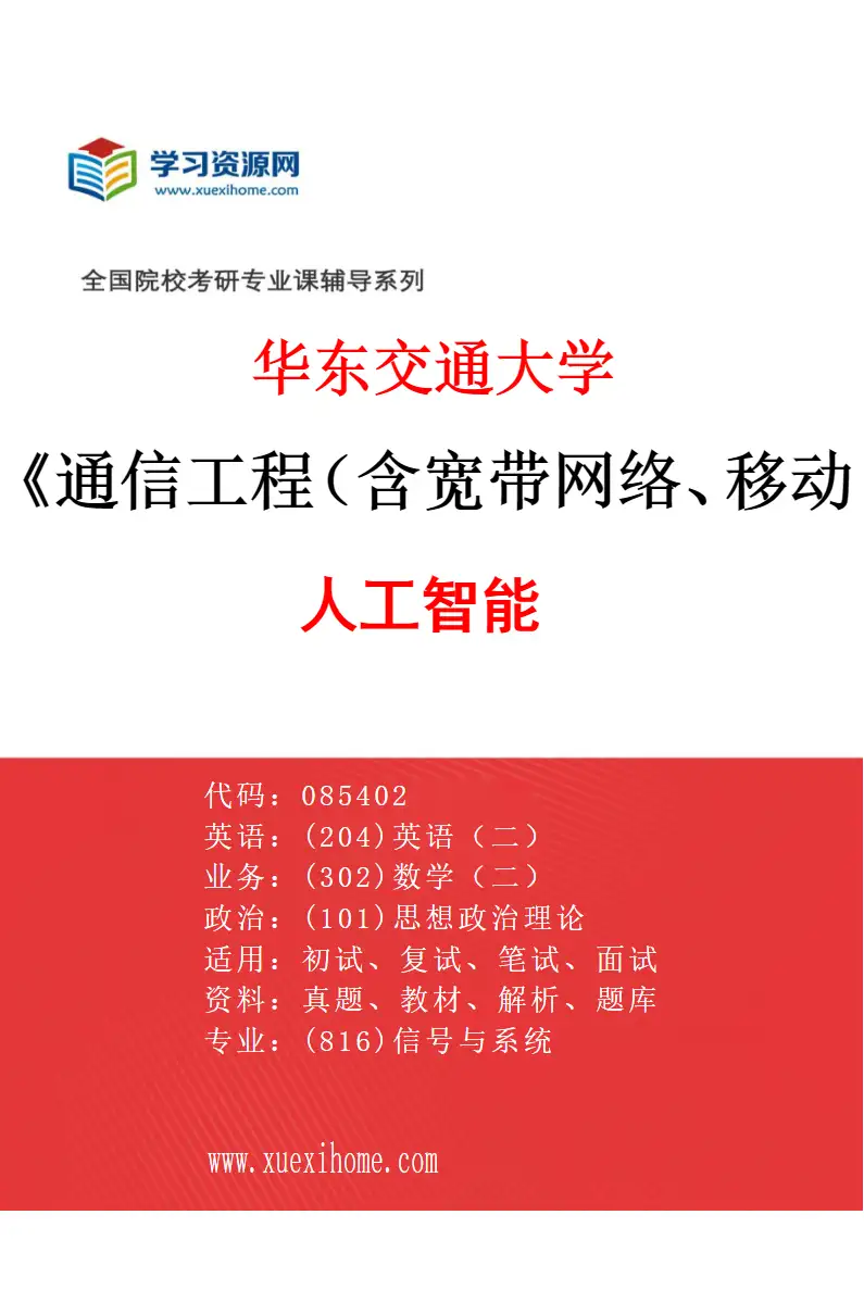 2027年华东交通大学通信工程（含宽带网络、移动通信等）专业（05）人工智能研究方向考研资料